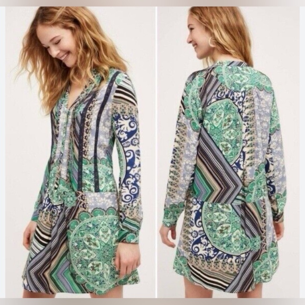 Anthropologie Tiny Dress XS Multi Floral Paisley Patchwork Boho